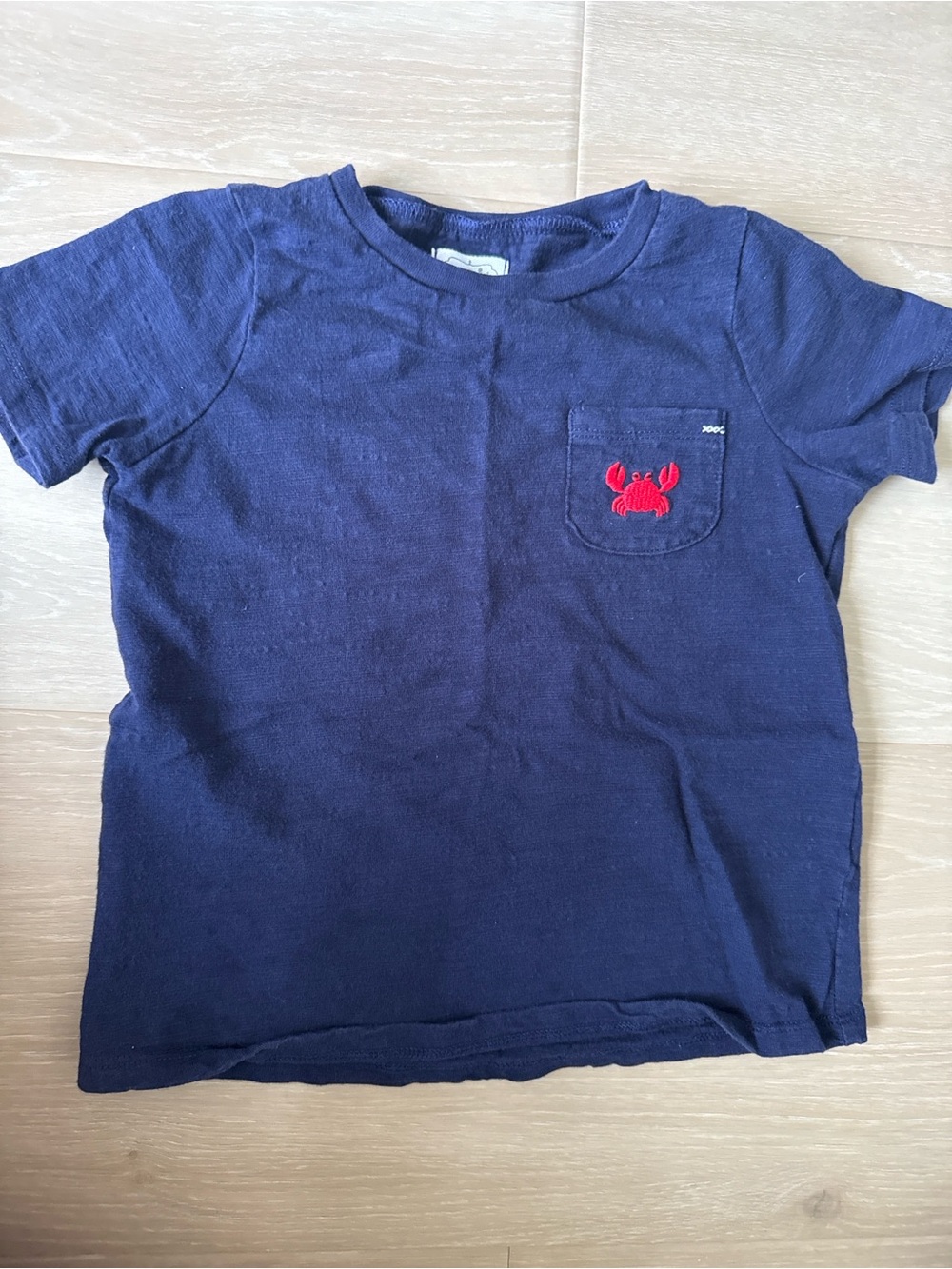 Mud Pie Navy Short-Sleeve Pocket Tee with Red Crab Accent